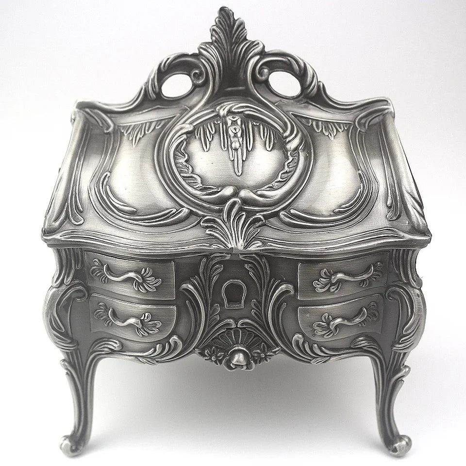 Wholesale Emboss Alloy Metal Music Box Wind Up and Golden Movement Music Box for Christmas/Birthday/Valentine's Day