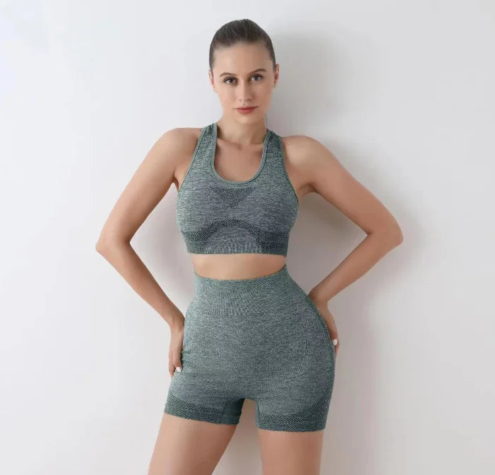 Wholesale Gym Wear for Women Seamless Shockproof Bra High Waist Workout Butt Lifting Yoga Shorts