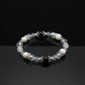 6mm/8mm Natural Stone Black Tourmaline Rainbow Clear Quartz Faceted Crystal Rhinestone Spacer Pearl Bracelet Fashion Jewelry