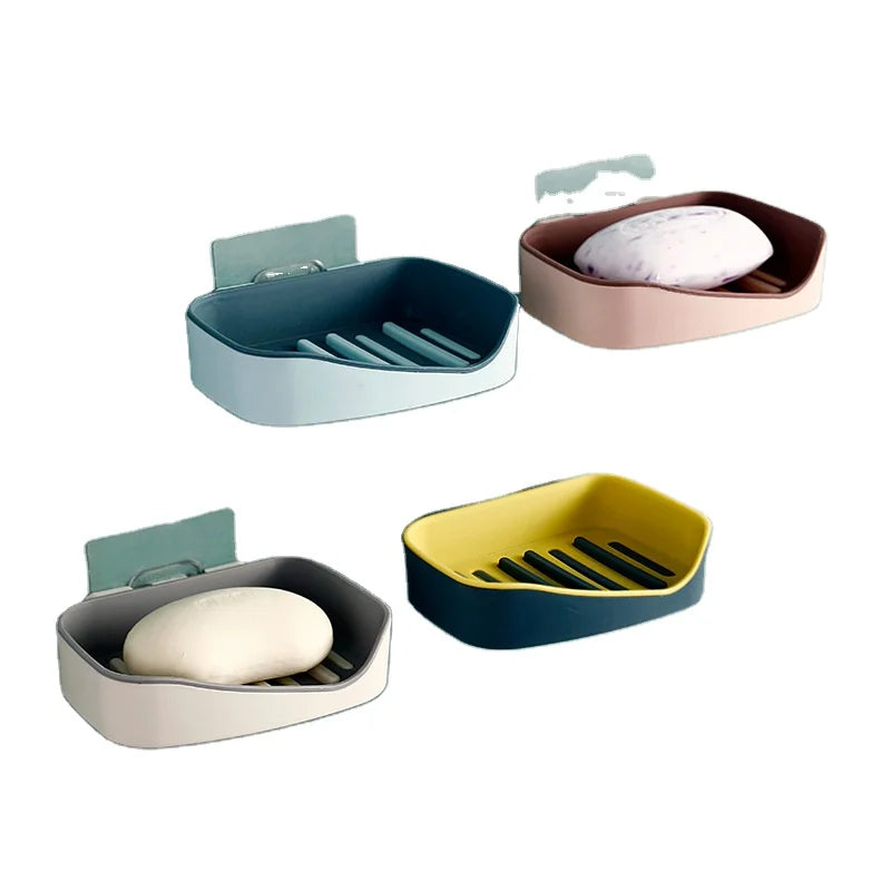 Double Drain Soap Box Bathroom Soap Dish Wall Mounted Household Bathroom Toilet Storage Box