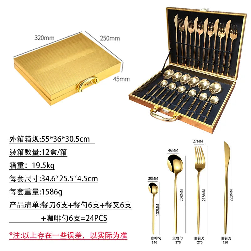 Stainless Steel Baroque Royal Luxury Piece Nordic Set Color Laguiole 24 Cutlery