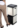 Household Indoor Double Layer Garbage Sorting Trash Canstainless Steel Kitchen Garbage Bin With Lid