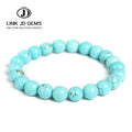 JD Wholesale Blue Turquoise Stone Beads Bracelet 4/6/8/10mm Beads Elastic Bracelet for Men Women