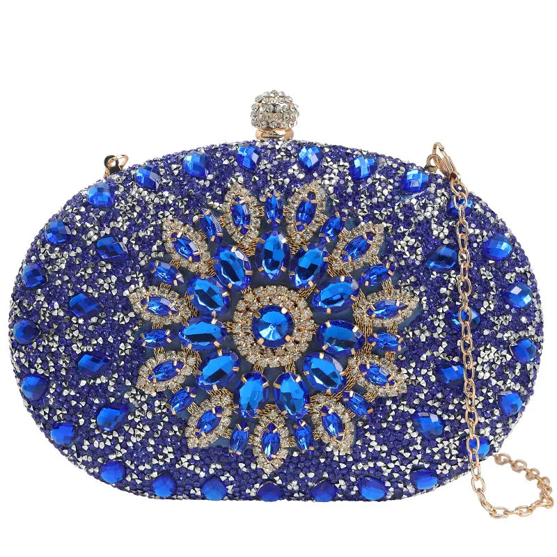 The New Sun Flower Inlaid Diamond Dinner Bag with Dress Evening Bag European and American Women's Clutch Bag