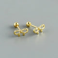 Hot Selling 925 Sterling Silver Bow Tie Earrings for Women New Trendy Gold-Plated Stud Earrings Fashion Jewelry for Weddings