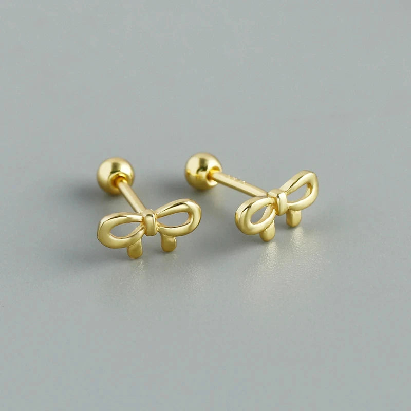 Hot Selling 925 Sterling Silver Bow Tie Earrings for Women New Trendy Gold-Plated Stud Earrings Fashion Jewelry for Weddings
