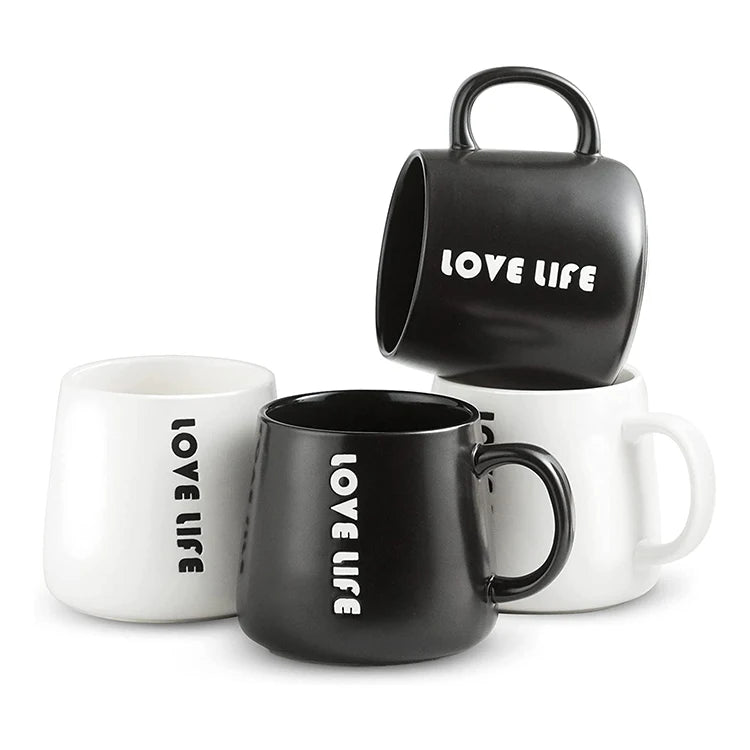 Hot Selling Custom Large Capacity 18oz Porcelain Coffee Mug White/black Glaze Decal logo Ceramic Tea Cup Promotional Gift Mug