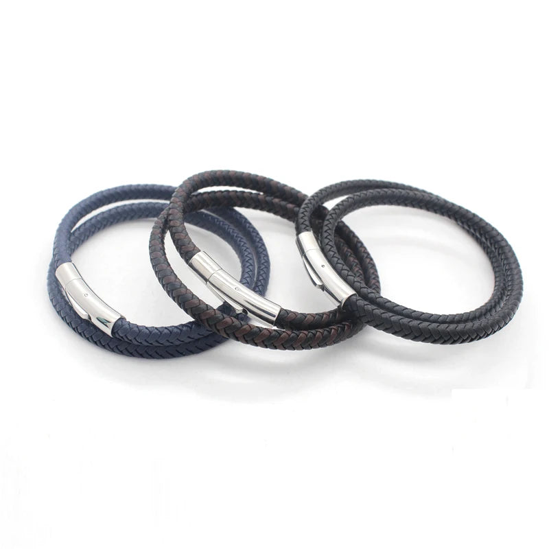 Yudan Jewelry Mens Leather Bracelet With Engrave logo