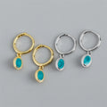 New Trendy Enamel Oval Shape Diamond Hoop Earrings 18k Gold 925 Sterling Silver Fashion Women Hoop Earrings