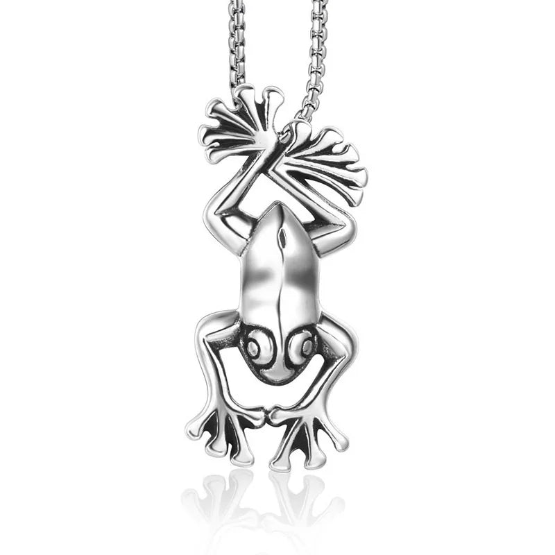 Fancy New Animal Design Jewelry Antique Silver Plated Frog Charm Pendants Stainless Steel Frog Necklace for Boys and Girls