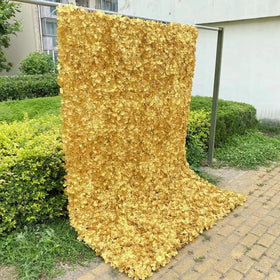 M357 3D Gold Wall Flower Panels Floral Backdrop Hydrangea Artificial Wall for Wedding Party Christmas & Graduation Decorations