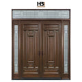 Double Front Exterior Finished Solid Wood Doors with PU Paint Traditional Design Waterproof Feature for Villas and Houses