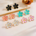 New Colorful Flower Stainless Steel Sunflower Stud Earrings Multi-Color Drop Oil Flower Earrings For Women Jewelry