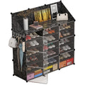 6 Levels DIY Easy Assembly Plastic Adjustable Black Shoe Rack for Living Room & Warehouse Use