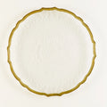 Factory Lead-Free Luxury Irregular Clear Glass Charger Food Safe Eco-Friendly Handpainted Gold Silver Beaded Rim Party
