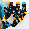 Wholesale Crazy Fun Space Cartoon Patterned Socks Men Unisex Novelty Trendy Cotton Crew Socks