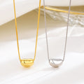 Fine 925 Sterling Silver Bean Bead Pendant Simple 18k Gold Ball Pendant Box Chain Necklace for Women