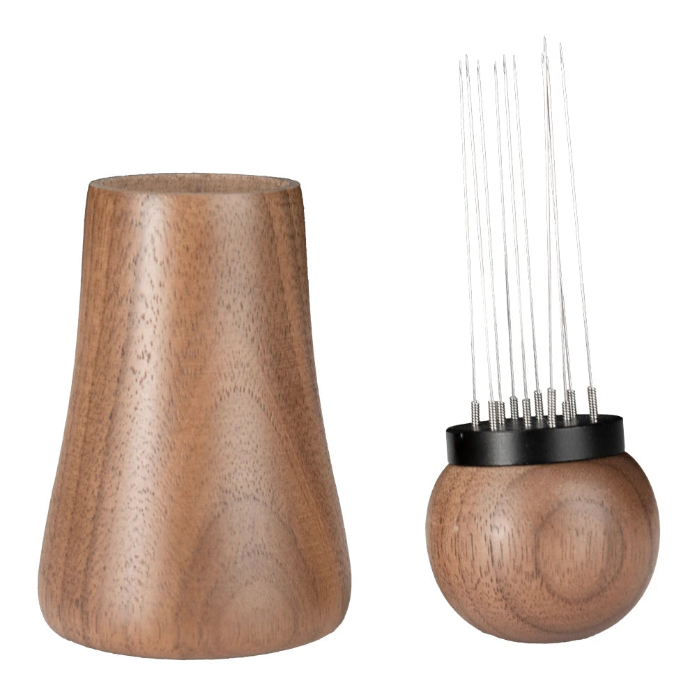 1SET Walnut Wood Handle with Stand Espresso Distribution Tool Coffee Stirring Tool Needle Espresso Stirrer