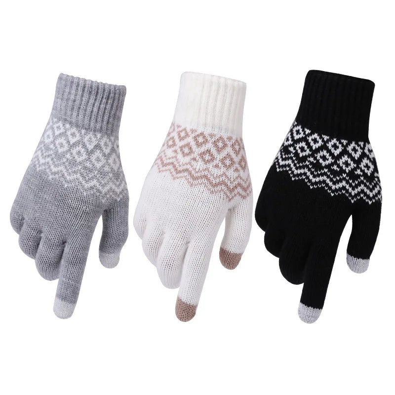 Knit Gloves New Design Europe Style Women Jacquard Daily Life