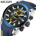 MEGIR 2144 Blue Silicone Sport Mens Watches in Wristwatches Luxury Hot Sale New Chronograph Man Watch Gift Luminous Reloj