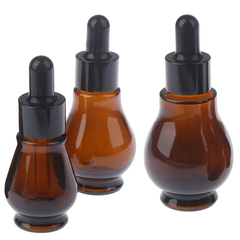 Small 10ml 30ml Amber Gourd Essential Oil Glass Dropper Bottle Screw Cap Seal for Hair Face Cream Mascara Skin Care Cream