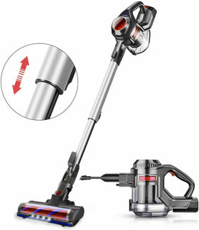 Moosoo X6 Lightweight Upright Handheld Cordless Bagless Battery-Powered Vacuum Cleaner with LED Lights for Sofa Bed Car & Carpet