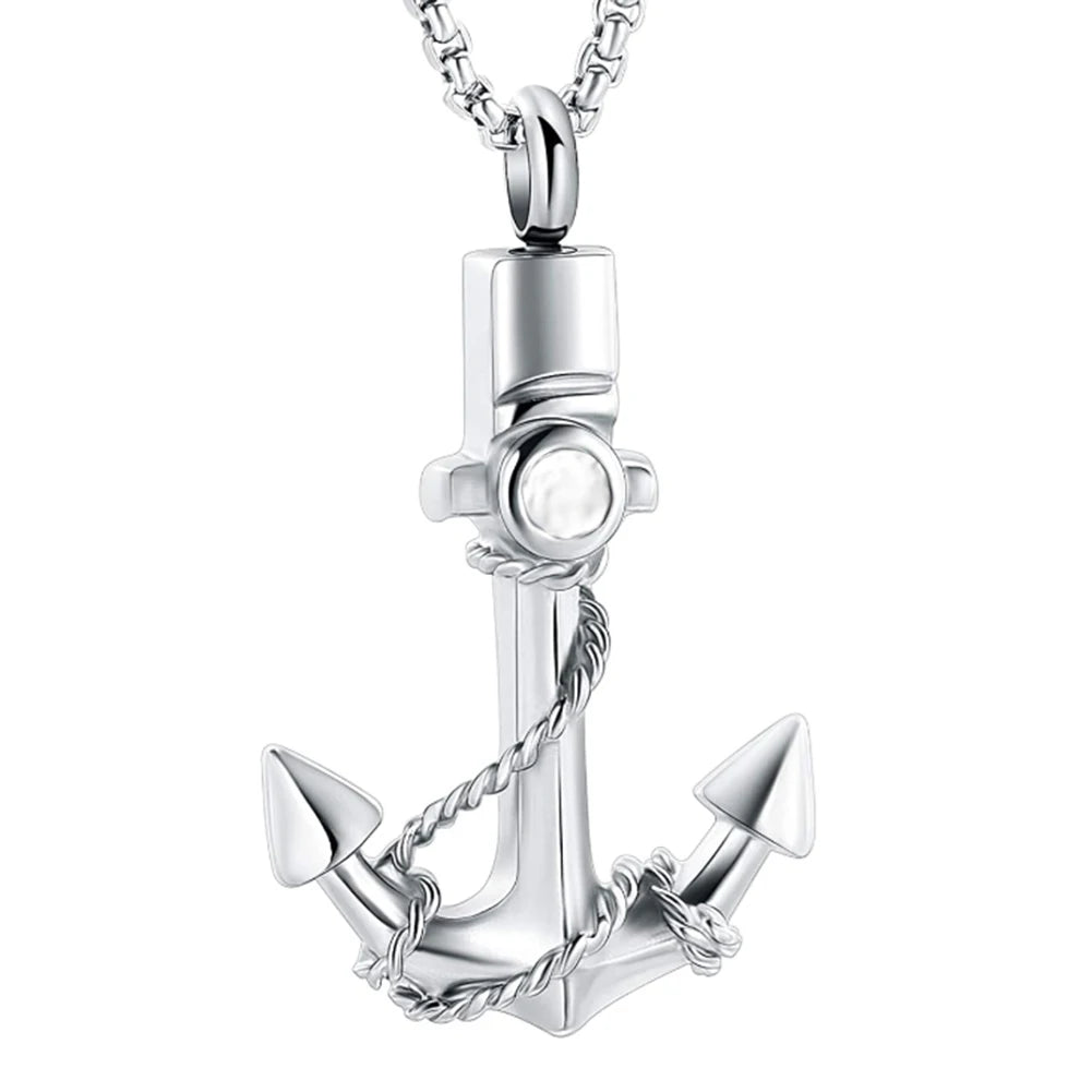 Stainless Steel Anchor Memorial Ash Keepsake Urn Pendant Necklace Sea Souvenir Boat Anchor Ash Cemetery Cremation Ash Urn