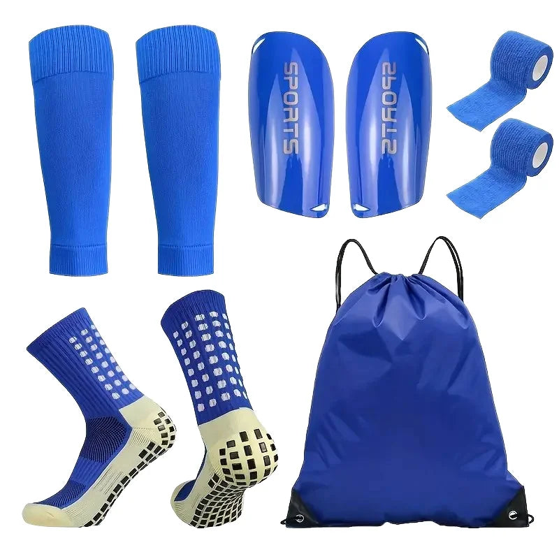 5-Piece Set Soccer Sports Gear Shin Guards Protective Gear Drawstring Backpack Sports Tapes Polyester-Elastane Football Socks