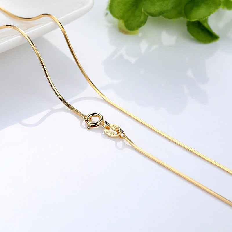 S925 Silver Chain Gold-plated Chain Colorful Gold Necklace Female Snake Bone Chain