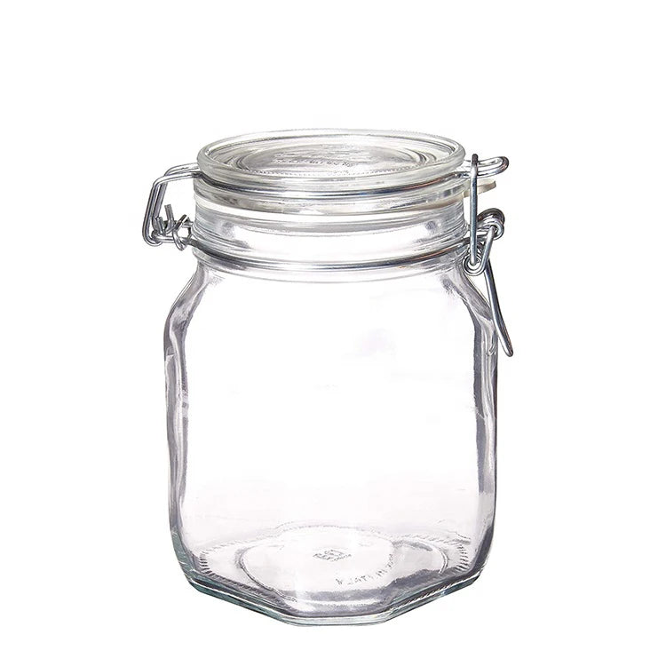 Wholesale Customized sealed Glass Storage Jar Swing Top Clip Lid