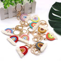 Women Bag Wallet Purse Charm Decorations Car Key Ring Holder Jewelry Rainbow Keychain Boho Macrame Weaving Tassel Key Chains