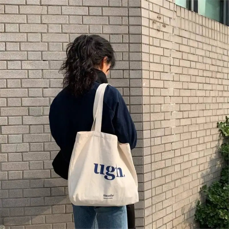 Customized Printable Large Capacity Shopping Bags Cotton Canvas Tote Bag University School Student Work Bags for Girl