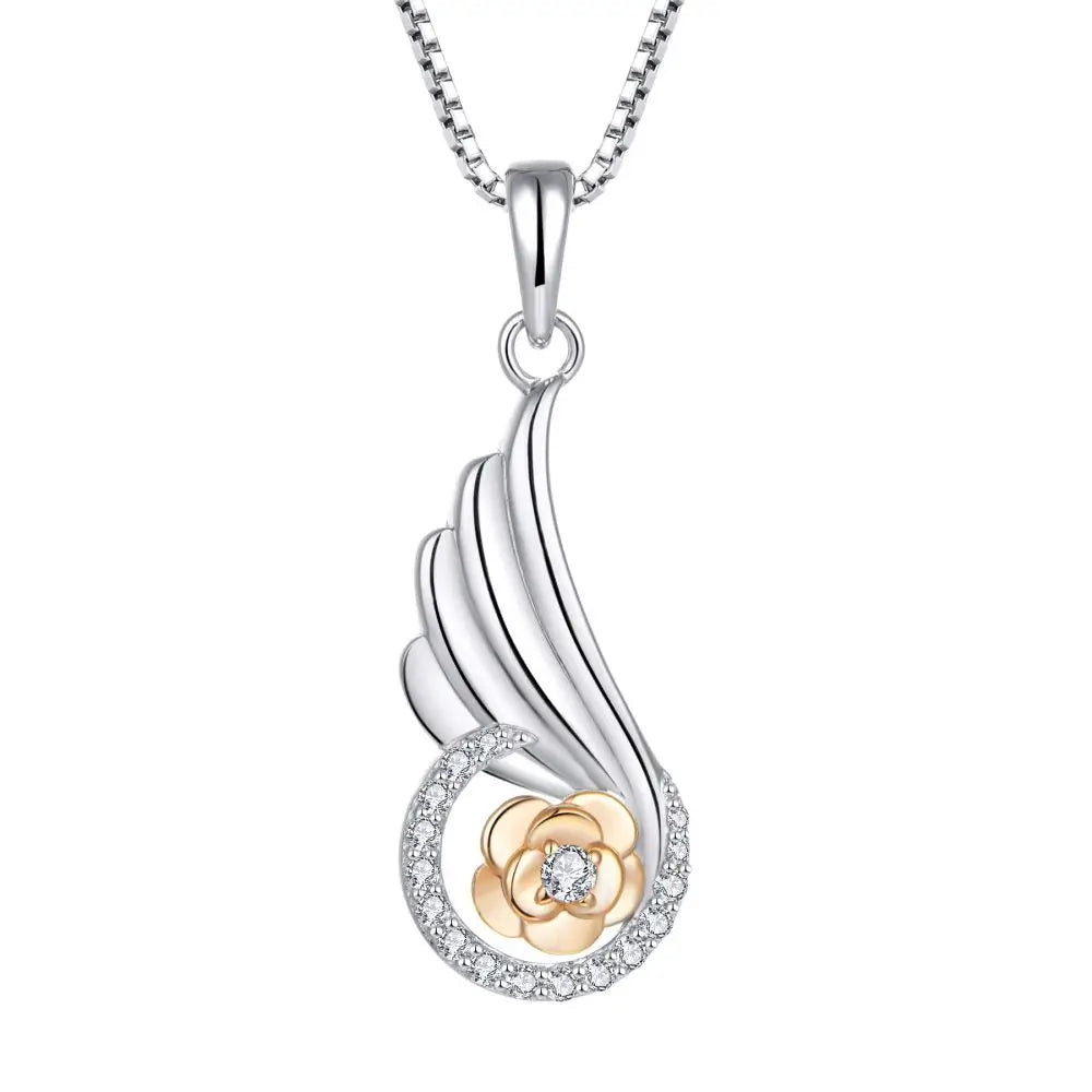 Cross Border Elegant Fashion Sterling Silver S925 Swan Necklace Gold Flower Necklace Girls Silver Chain Birthday Gift
