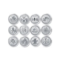 8mm 316L Stainless Steel Horoscope Charm Silver Jewelry Embossed Beads Zodiac Sign Jewelry for Bracelet