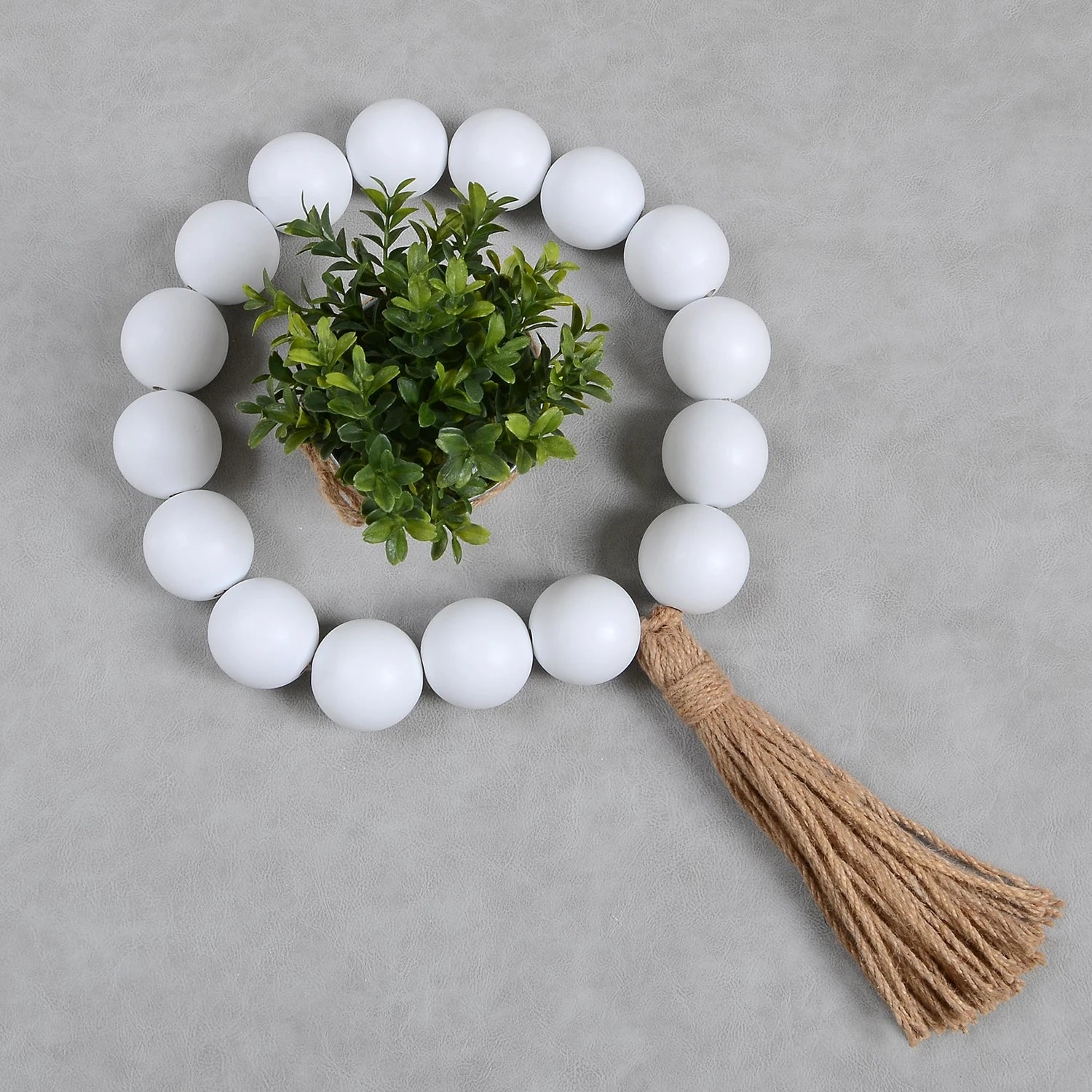 Wood Bead Garland With Large 1.6" Diameter Wooden Farmhouse Beads and Tassels for Farmhouse Boho Decorations