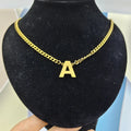 2024 Trendy 18K Gold Arabic Letter Necklace Hip Hop Stainless Steel Cuban Chain Men Initial Letter Pendant Necklace