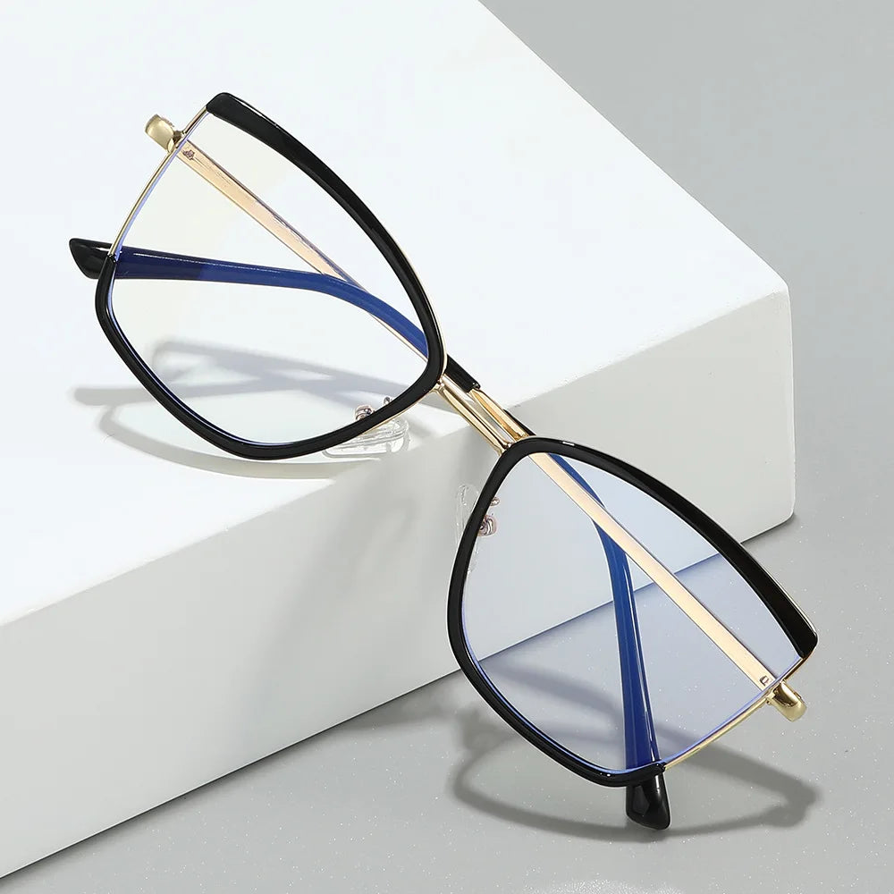 Manufactures Vintage Photochromic Half Frame Glasses Anti Blue Light Irregular Anti-blue Light Phototropy Eyeglasses