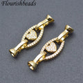 Jewelry Accessories Nickel Free Anti Fading Gold Plated CZ Pave Big Size Hollow Oval Heart Spring Clasps for DIY Woman Bracelets
