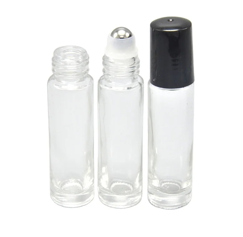 Online Customized 10 ml Amber clear Transparent Glass Empty Cosmetic Roll on Perfume Bottle