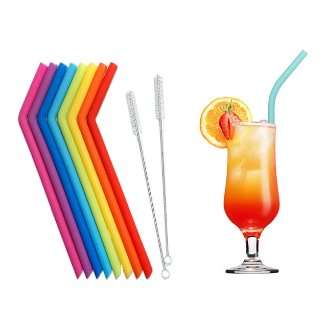 Wholesale Eco Friendly Big Foldable Collapsible Silicone Drinking Cups Reusable Straw With Case