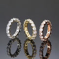 Geometric Classical Simple 14K Gold Plated Iced Out Full Pave Cubic Zirconia Diamond Band Rings