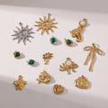 Women's 18K Gold Plated Beach Themed Pendants Set Necklace Accessory Tarnish Free Stainless Steel Charms for Jewelry Making