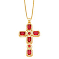 Customized Fashion Personalized Geometric Cross Shape Pendant Necklace Micro Set Zircon Pendant Necklace