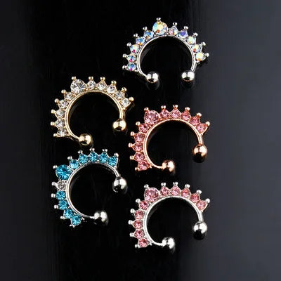 Hot Sale Shiny Zircon Nose Ring Diamond-studded False Nose Ring Clip-on Nose Ring for Women Men