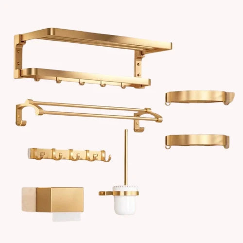 Bathroom Accessories Set Aluminum 7 Pcs Wall Mounted Toilet Gold  Bathroom Golden Accessories Bath Accessories Hardware Sets