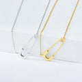 S925 Sterling Silver Geometric Necklace Women Charm Paper Clip Pendant Necklaces Jewelry