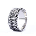 Stainless Steel Men Nordic Mythology Viking Rune Letter Words Odin Norse Viking Futhark Amulet Retro Scandinavian Rings Jewelry