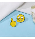 Wholesale Funny Middle Finger Smiley Face Soft Enamel Lapel Pin Sarcastic Emoji Brooch Metal Badge for Clothing Backpack