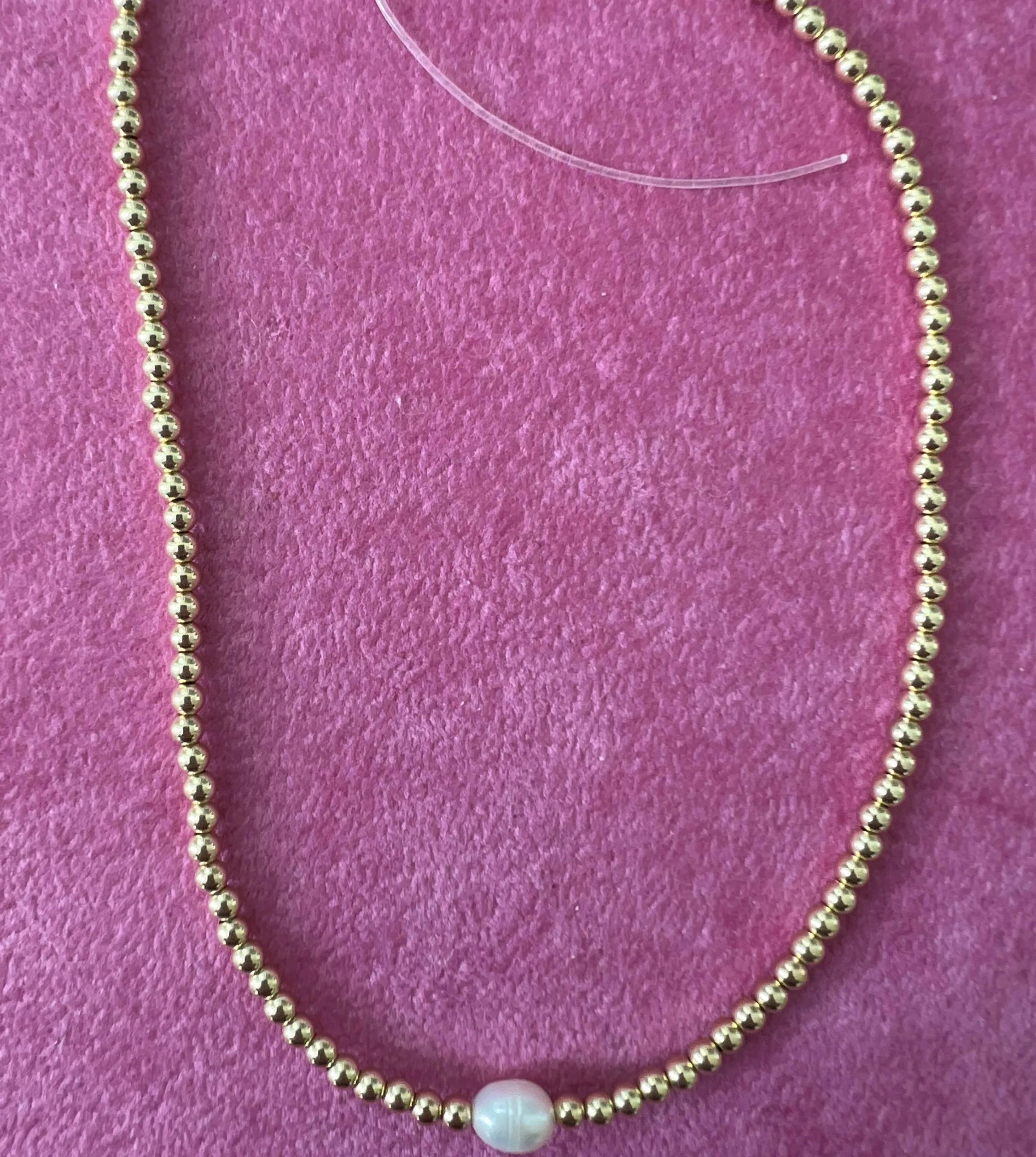 Beadsnice 14K Gold Filled Beads Pearl Necklace with Clasp Trendy Jewelry