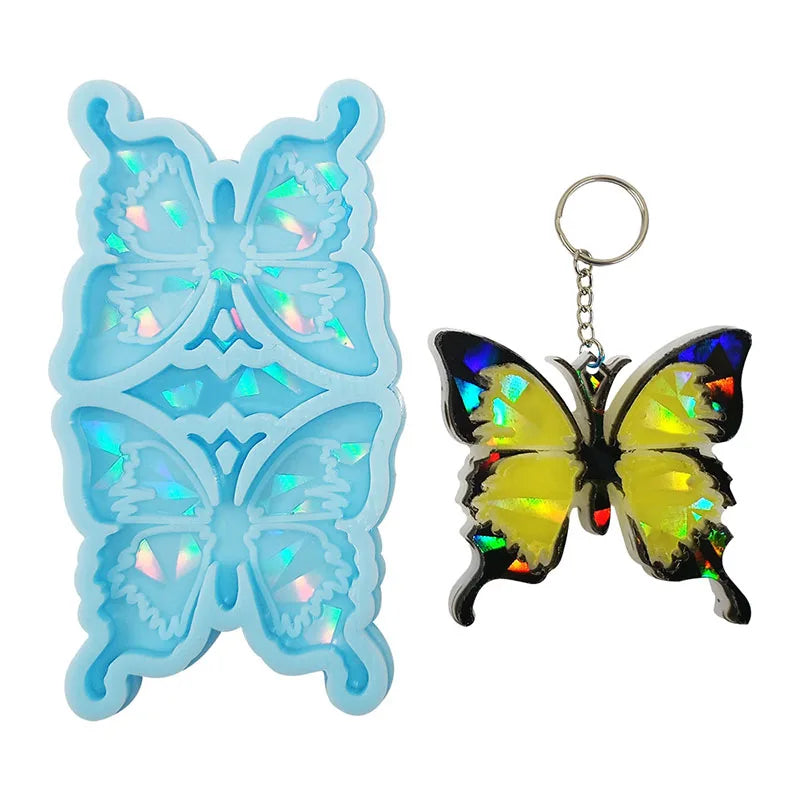 Early Riser butterfly Shape Color Laser Holographic Mold Silicone Keychain Mold for DIY Fashion Jewelry Sets Pendant Mouldings